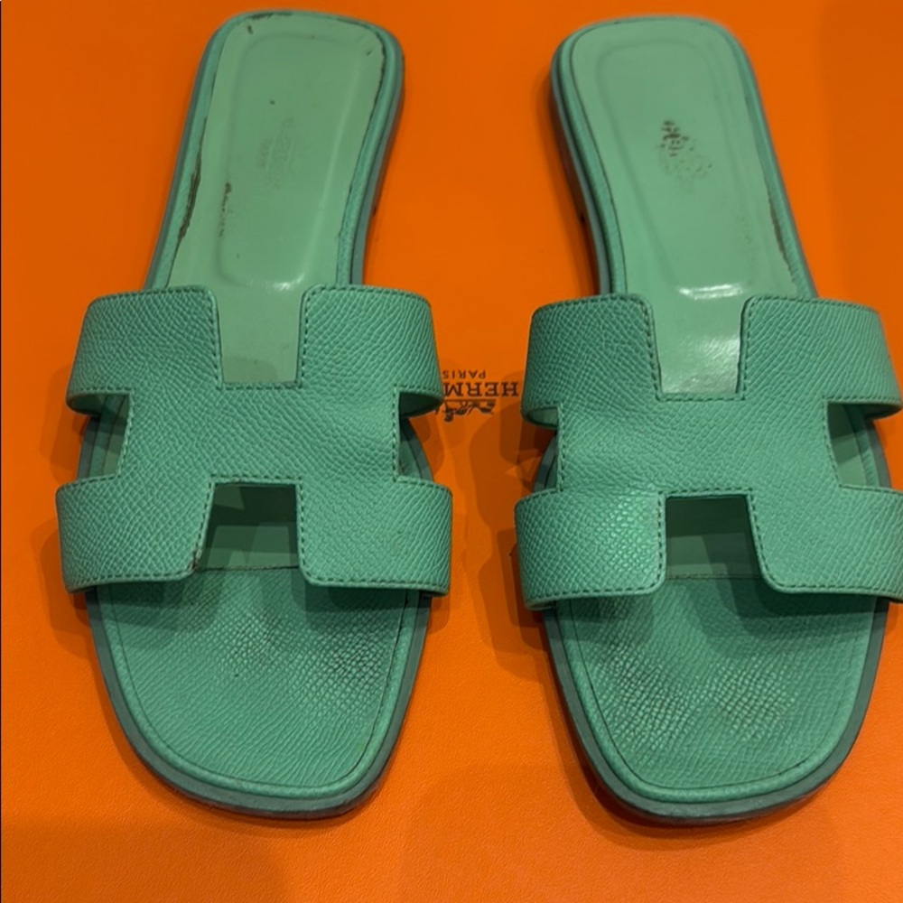 Oran Slide Sandals in Turquoise